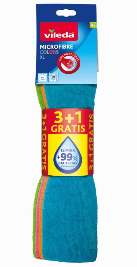 VILEDA BAYETA MICROFIBRAS COLORS EXTRA LARGA XL 3+1 UD A-16