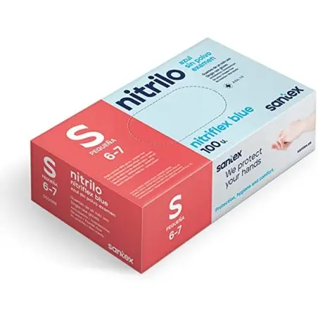 SANTEX GUANTES NITRILO NITRIFLEX BLUE SMALL 100UDS