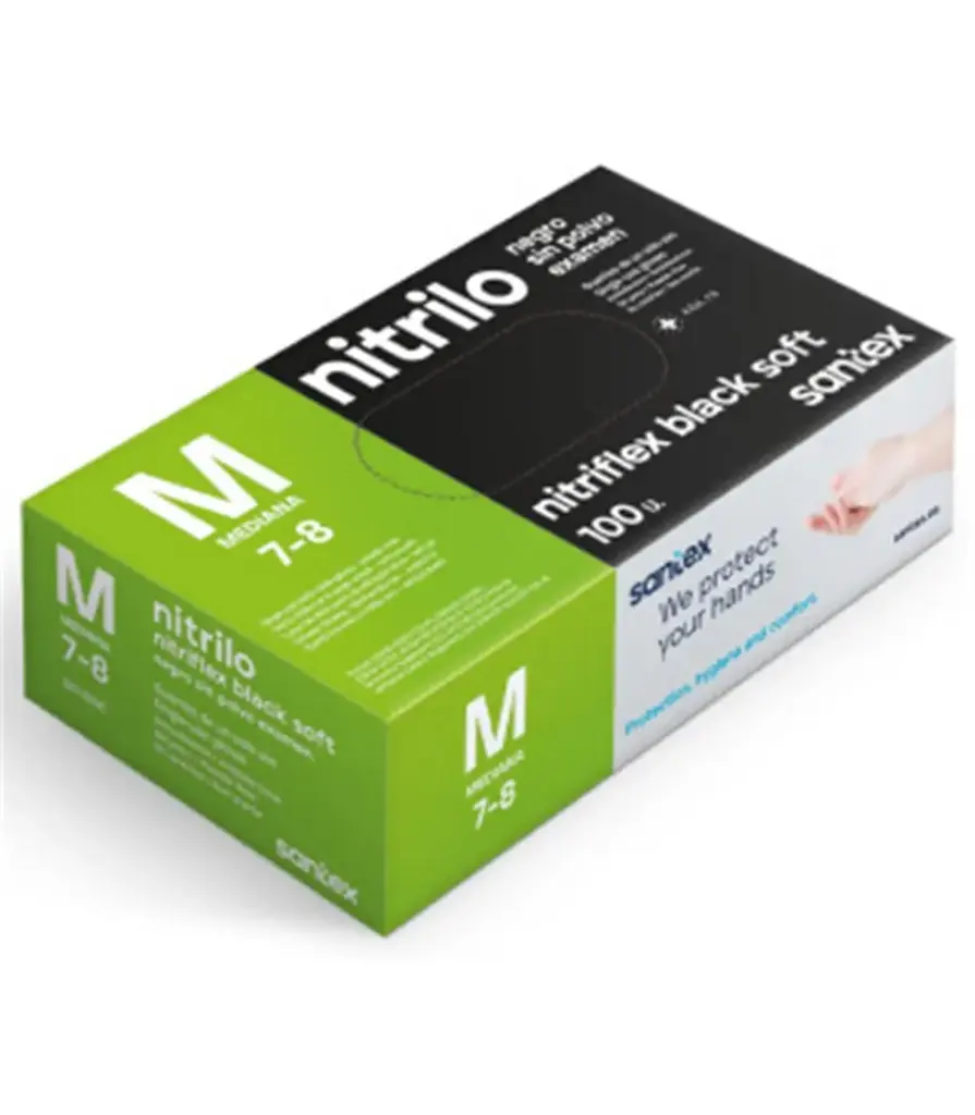 SANTEX GUANTES NITRILO NITRIFLEX NEGRA MEDIUM 100UDS
