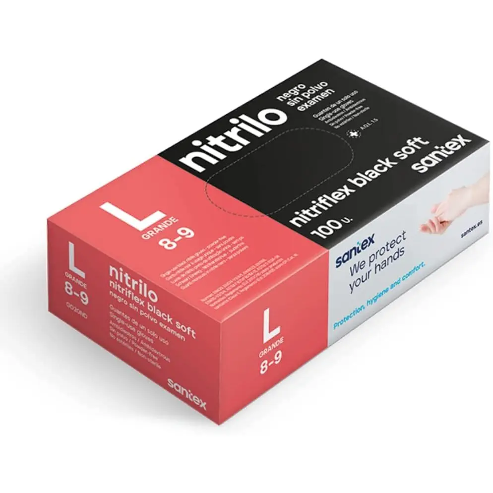 SANTEX GUANTES NITRILO NITRIFLEX NEGRA LARGE 100UDS
