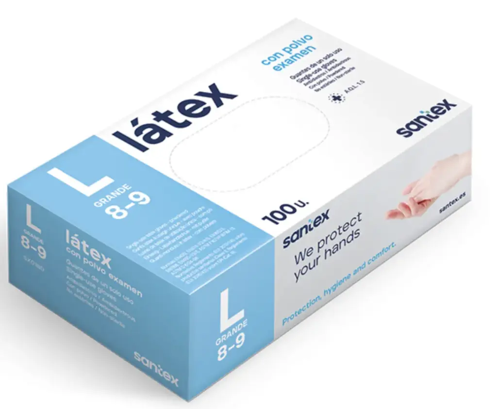 SANTEX LATEX CON POLVO NATURAL LARGE 100UDS