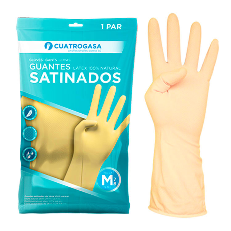 GUANTES LATEX SATINADO NATURAL MEDIUM 1ud