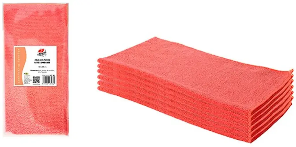 Bayeta Microfibra Multiusos 40X30 cm. 6 Unidades (Rojo)