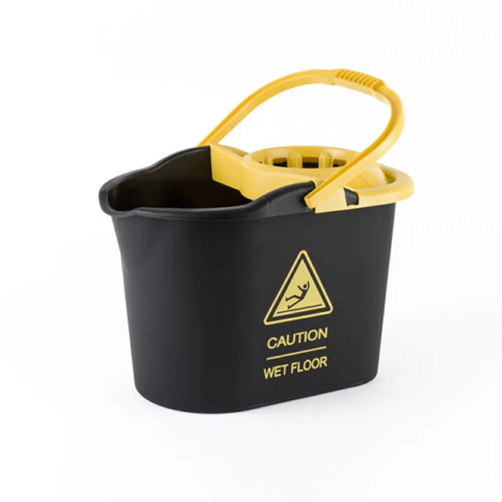 CUBO CAUTION CON ESCURRIDOR NEGRO Y AMARILLO 1.5L 