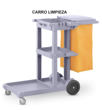 [6098] CARRO LIMPIEZA Bolsa de 75 L - Bandeja inferior de 47x47 cm - 2 bandejas de 40x33 cm