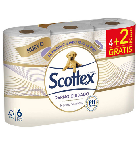 [112477] Scottex Papel Higiénico Dermo Cuidado 6 Rollos