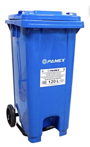 [6101] PAPELERA CONTENEDOR BASURA AZUL 120L CON PEDAL