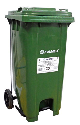 [6103] PAPELERA CONTENEDOR BASURA VERDE 120L