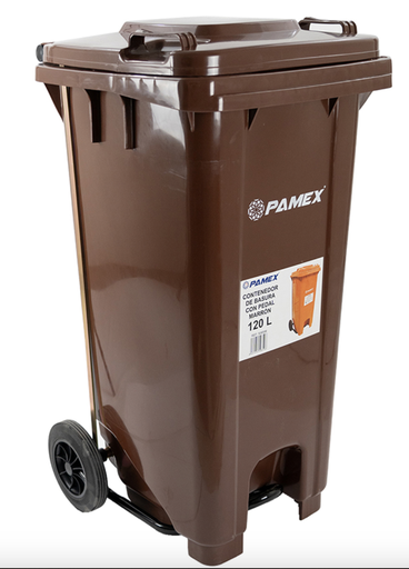 [6102] PAPELERA CONTENEDOR BASURA MARRON 120L