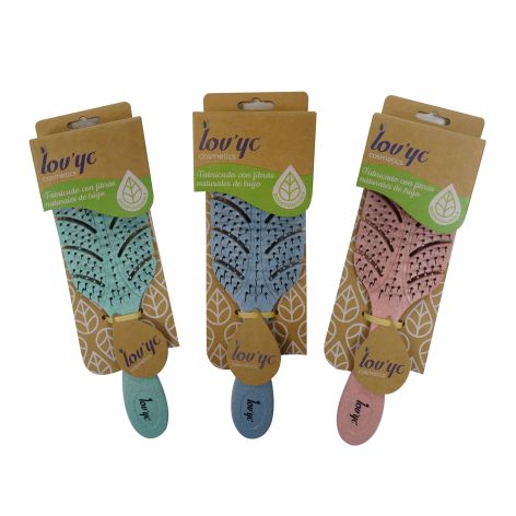 [112491] LOV'YC CEPILLO PARA EL CABELLO FIBRA NATURAL DE TRIGO CON FORMA DE HOJA SURTIDO COLORES