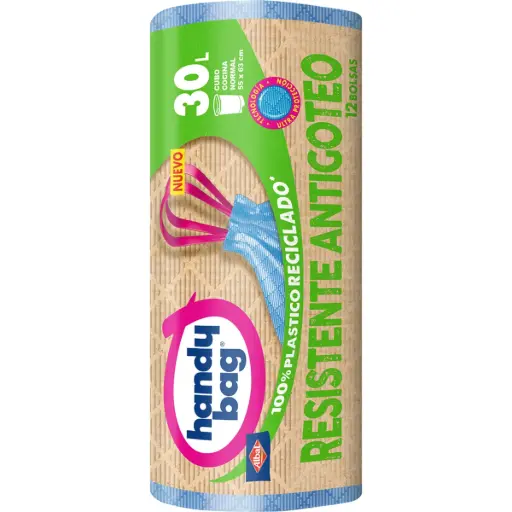 [112510] HANDY BAG BOLSAS DE BASURA RESISTENTES CON AUTOCIERRE AN TIBACTERIAS 30 L. (15 U.)