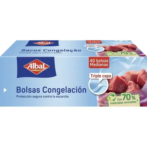 [P1023] ALBAL BOLSAS DE CONGELACION MEDIANAS (40 U.) 25X32 CM.