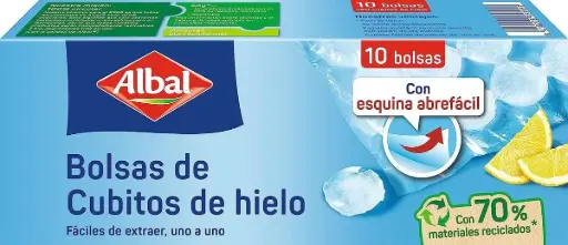 [112503] ALBAL BOLSAS DE CUBITOS DE HIELO (10 BOLSAS) 190 CUBITOS