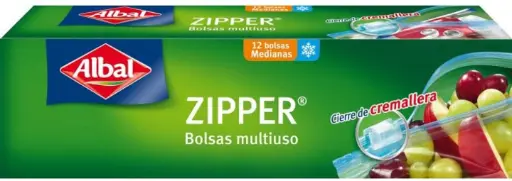 [112504] ALBAL ZIPPER BOLSAS MULTIUSO CIERRE CREMALLERA MEDIANAS 20X15 CM (12 U.)