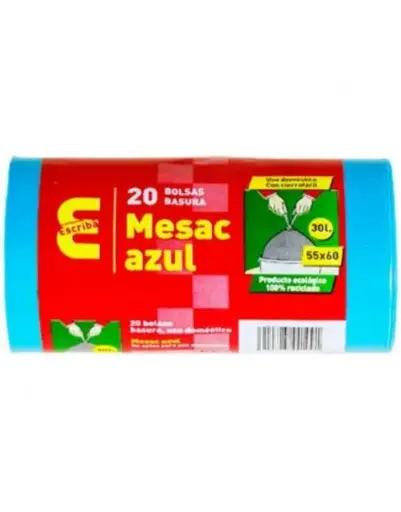 [112511] MESAC BOLSA BASURA AZUL AUTOCIERRA, 55X60CM  (20UDS) G-120 (30L) 