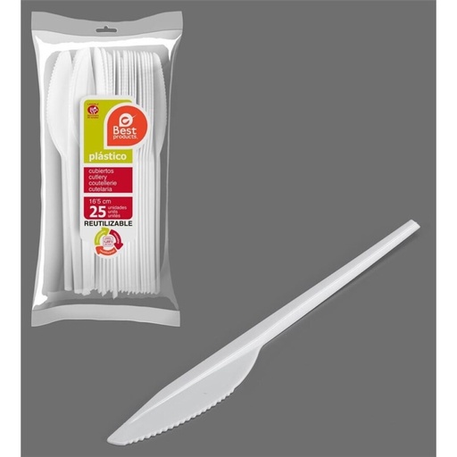[P1037] CUCHILLO REUT. BLANCO 16,5 CM 25 UDS