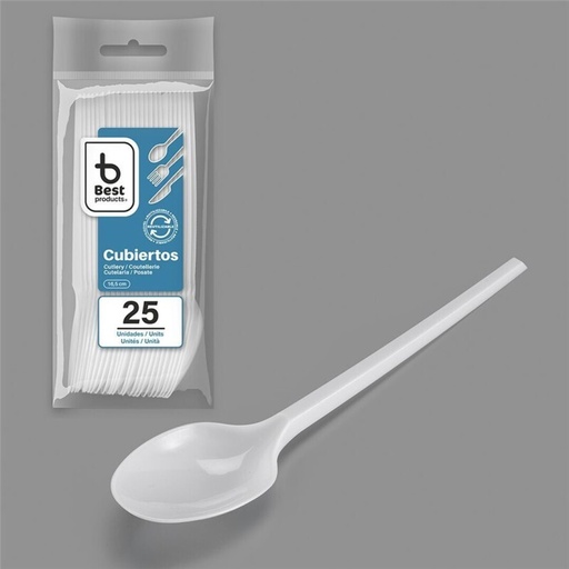 [P1038] BEST PRODUCTS CUCHARA REUT. BLANCA 16,5 CM 25 UDS