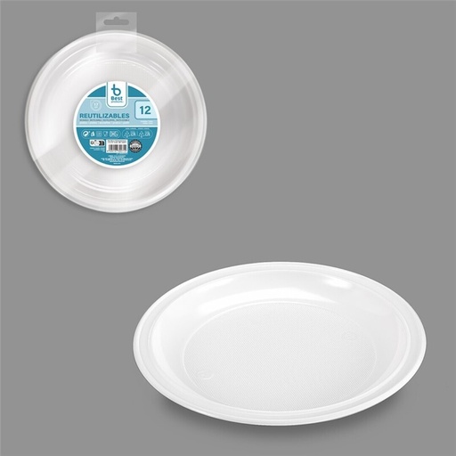 [P1040] PLATO REUT. BLANCO POSTRE 17 CM 12 UDS