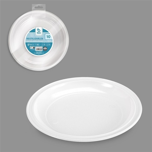 [P1041] PLATO REUT. BLANCO LLANO 22 CM 10 UDS