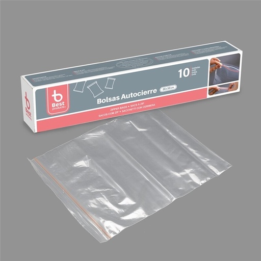 [P1054] BEST PRODUCTS BOLSA AUTOCIERRE 26 X 30 CM PE CAJA 10 BOLSA