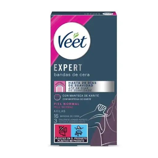 [P1069] VEET BANDA CERA 16 UD PIEL NORMAL AXILAS
