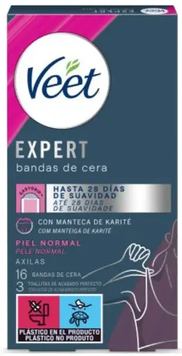 [P1069C] VEET BANDA CERA 16 UD PIEL NORMAL AXILAS