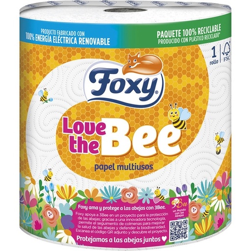 [P1084] FOXY PAPEL DE COCINA JUMBO LOVE THE BEE 1 UNIDAD
