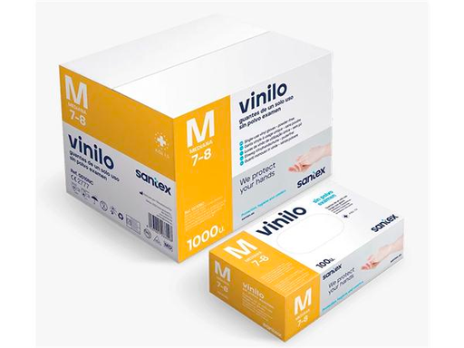 [4033] SANTEX GUANTES PAQ. 100 UNI. VINILO SIN POLVO T-XL