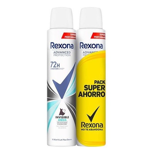 [P1098] REXONA DESODORANTE SPRAY 200 ML INVISIBLE AQUA ADVANCE 72 HORAS DUPLO