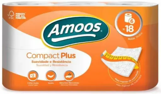 [P2087] AMOOS PAPEL HIGIENICO TRIPLE COMPACT 48 M 2 CAPAS (6=18 UDS.)