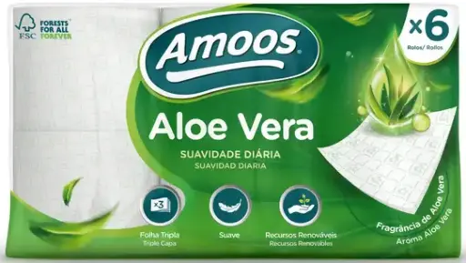[P2088] AMOOS PAPEL HIGIENICO ALOE VERA 20 M 3 CAPAS (6=9 UDS.)