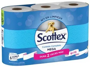 [P4343] SCOTTEX PAPEL HIGIENICO MEGA ROLLO 33 M 2 CAPAS (6=12 UDS.)