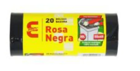 [P4202] MESAC BOLSA BASURA ROSA NEGRA CIERRA FACIL NEGRA 55X60 (20UDS) G-115 (30L)