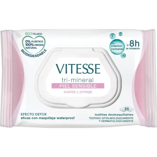[P4466C] VITESSE TOALLITAS DESMAQUI.TRI-MINERAL PIEL SENSIBLE 25UD