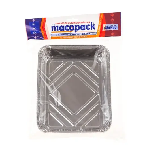 [P5004] MACOPACK BANDEJA DE ALUMINIO 12 PIEZAS 226x176x35 mm.