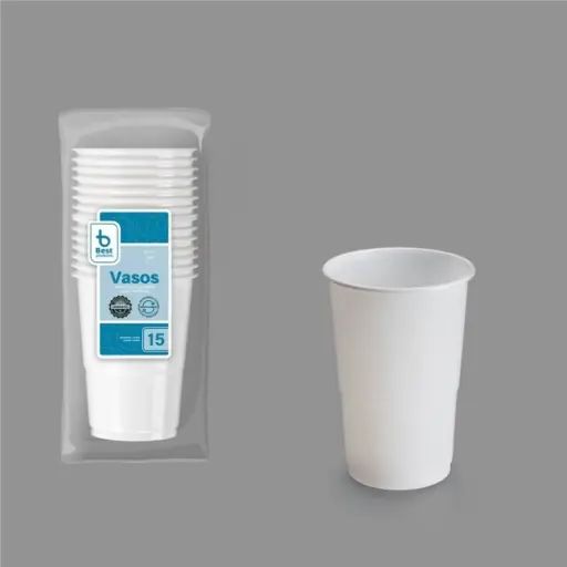 [P9022] S/15 VASO REUTILIZABLE BLANCO 250 CC PP