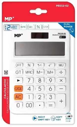 [P8045] MP CALCULADORA SOLAR Y PILAS BLANCO.