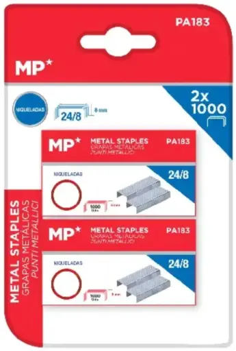 [P8067] MP GRAPAS METÁLICAS 50 HOJAS 24/8 2 x 1.000 UDS