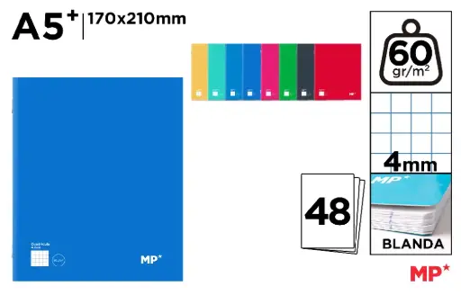 [P8060] MP CUADERNO GRAPADO A5+ 48 HOJAS CUADRICULA