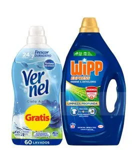 [P8020] WIPP DETERGENTE LIQUIDO GEL (35 DOSIS) HIGIENE Y ANTIOLORES + VERNEL SUAVIZANTE (60 DOSIS)*