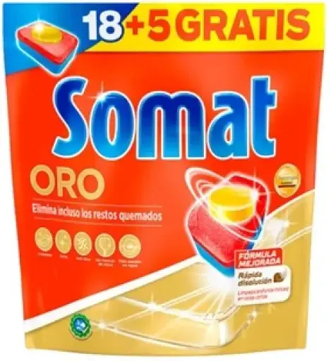[P8006C] SOMAT LAVAVAJILLAS MAQUINA ORO PASTILLAS (18 + 5 DOSIS)