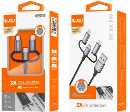 [P8129] IDUSD CABLE NYLON 1,2M USB 3 EN 1