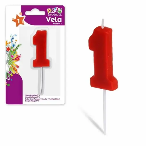 [P9657] PARTY PRODUCTS VELA COLOR ROJO Nº 1 