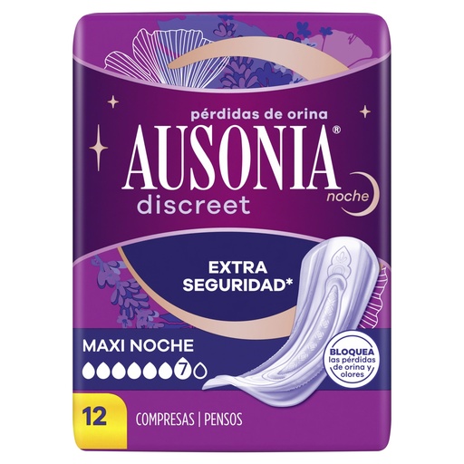 [P2050] AUSONIA DISCREET COMPRESAS INCONTINENCIA MAXI NOCHE 12 UD   