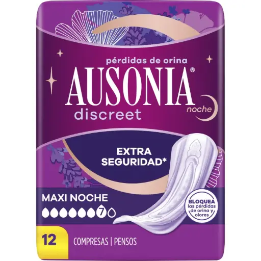 [P2050] AUSONIA DISCREET COMPRESAS INCONTINENCIA MAXI NOCHE 12 UD