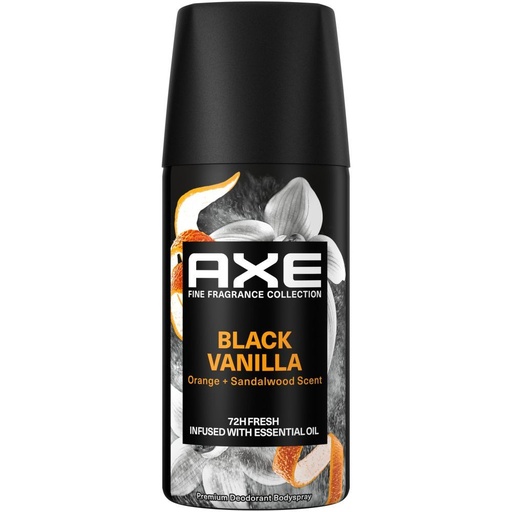 [110311] AXE MINI DESOD.SPRAY 35ML BLACK VANILLA 72HRS ORANGE+SANDAL.