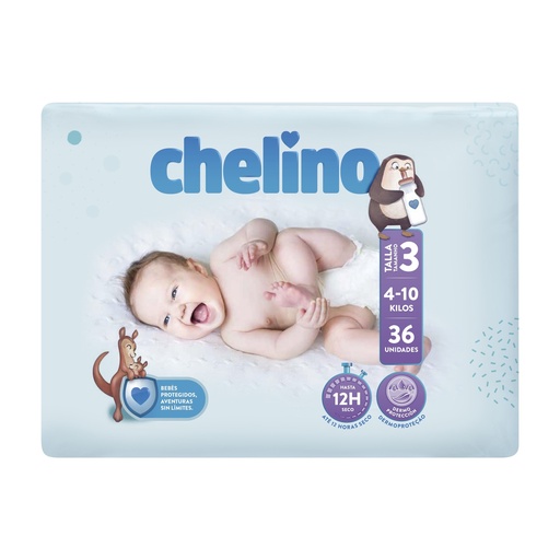 [P4040] CHELINO PAÑAL TALLA 3 4-10KG.TUMBADO 36UD.                  
