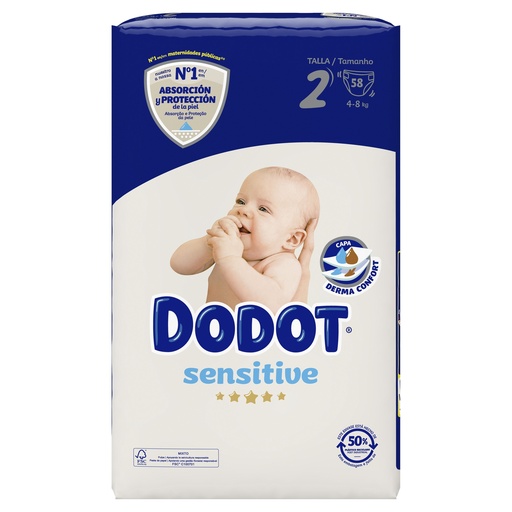 [110464C] DODOT PAÑAL SENSITIVE (TALLA 2) 58 UDS. 4-8 KG 