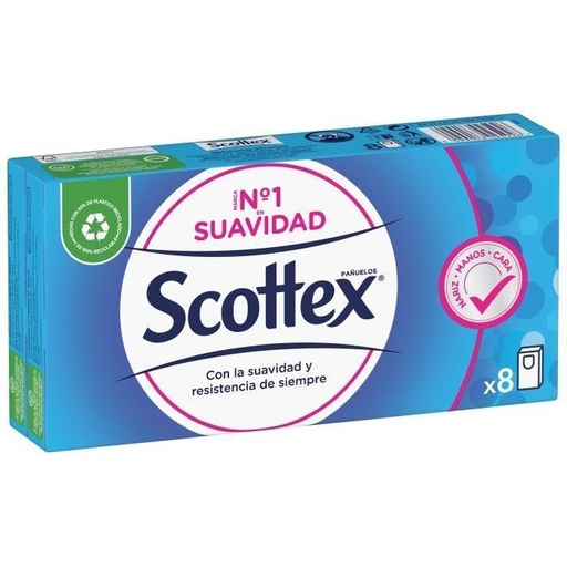 [111408] SCOTTEX PAÑUELOS 8 PAQ X 9UD BLANCOS 3CAPAS                 