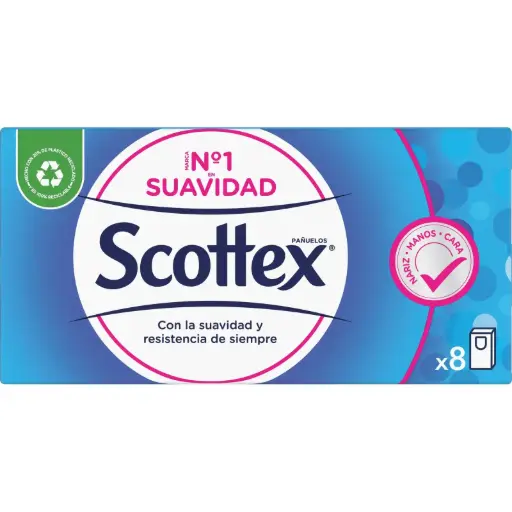 [111408] SCOTTEX PAÑUELOS 8 PAQ X 9UD BLANCOS 3CAPAS